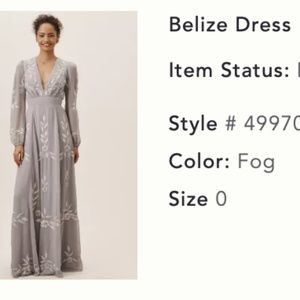 BHLDN Belize Dress Size 0 NWT